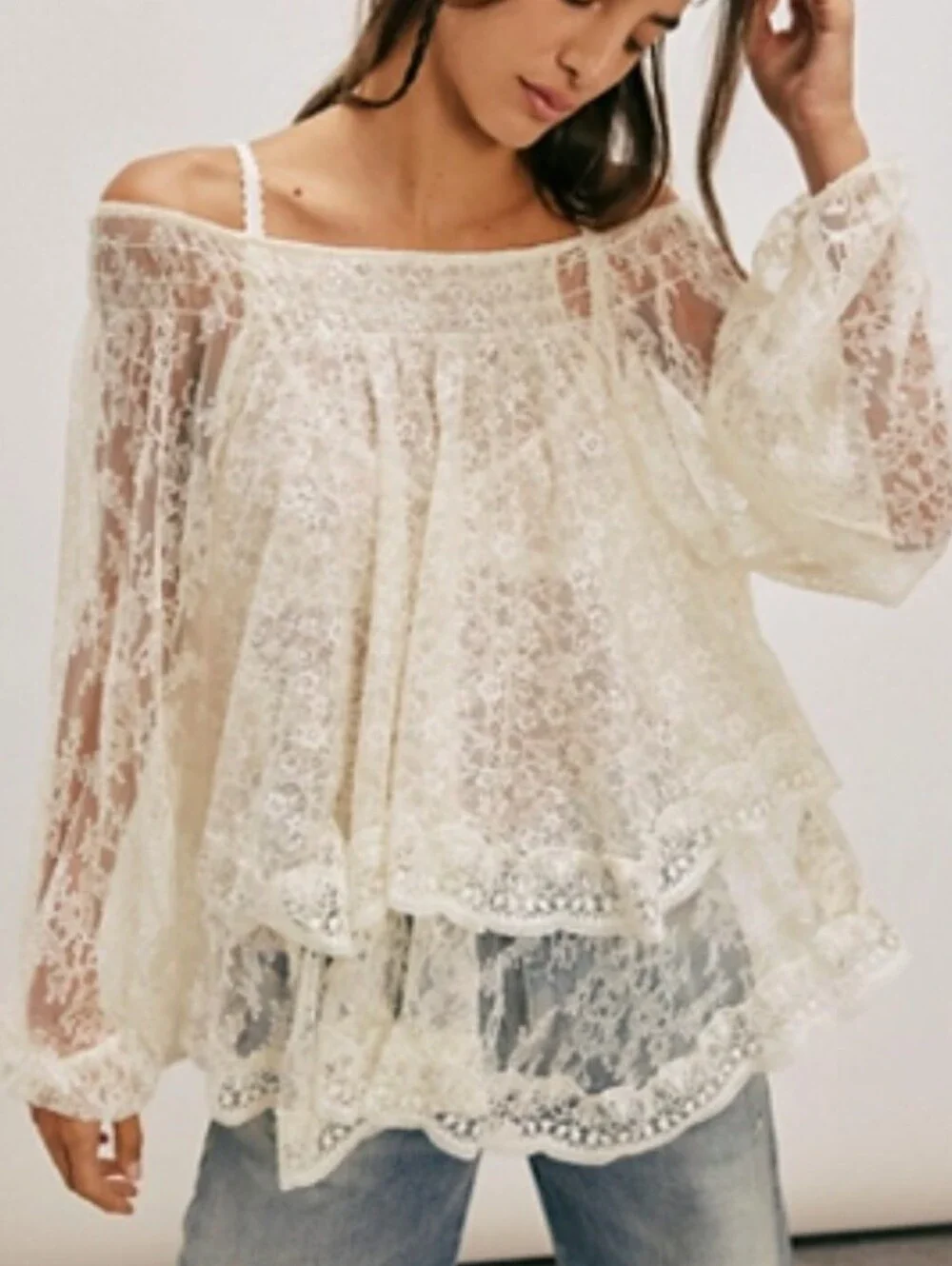 FREE PEOPLE goldie knit lace top S M